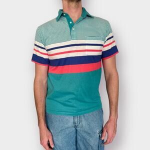 90s Knightsbridge Teal Blue‎ Coral Polo